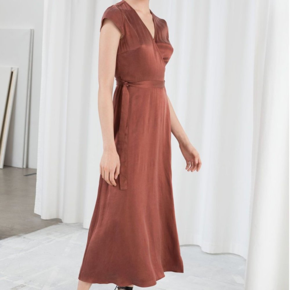 NWT & Other Stories Satin Wrap Dress Dusty Pink